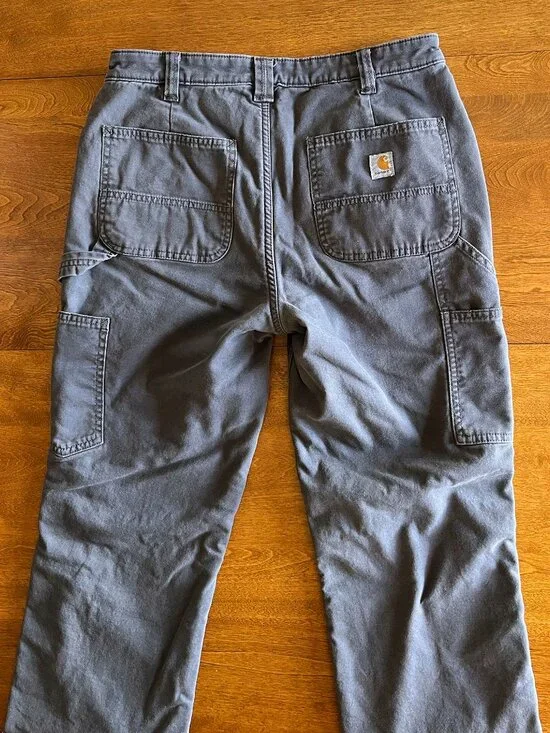 Carhartt blue-gray fleece-lined Crawford pants 6 - Picture 7 of 13